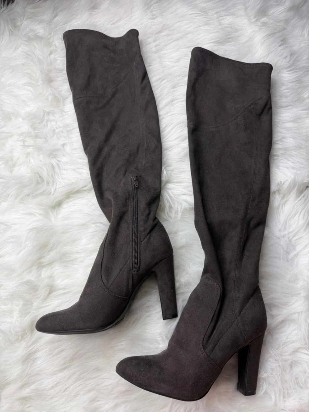 Brown suede over the knee boots